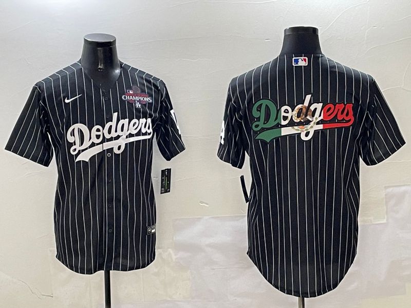 Men Los Angeles Dodgers Blank Black Stripe Jointly Name 2025 Nike MLB Jersey style 12